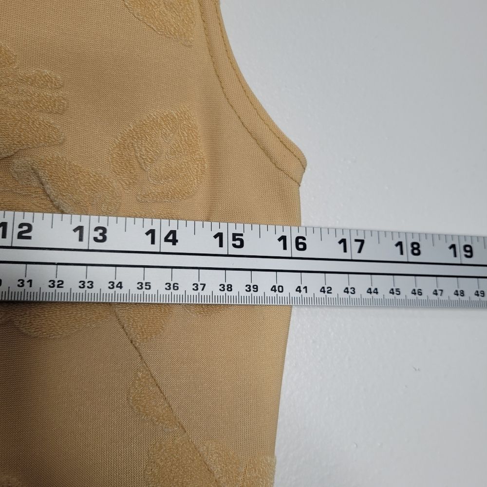 Vintage Hennes tan beige form fitting tropical floral textured print dress 38 - Picture 6 of 7